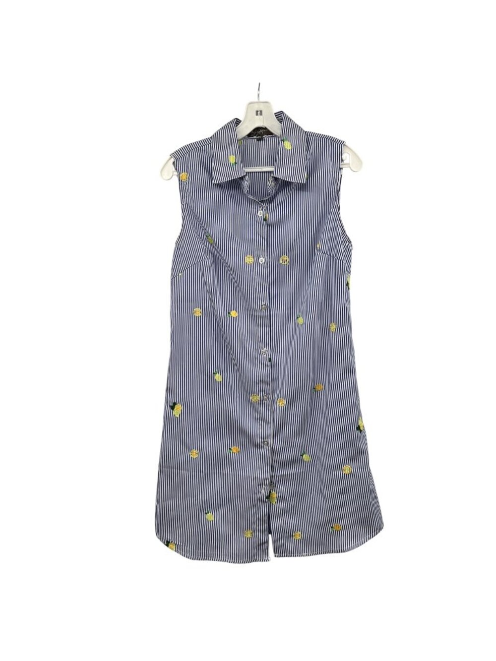 J. Glee Womens Striped Shirt Dress Sleeveless Blue/Multi Embroidered Size PS
